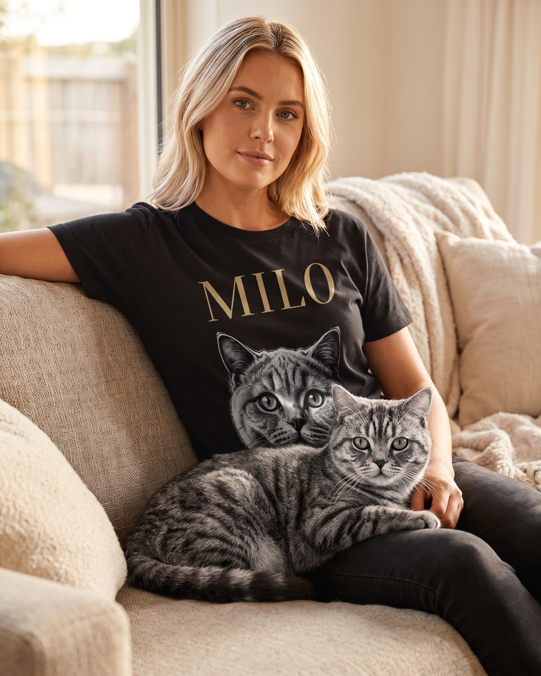 T-shirt personnalisé chat retro - Blanc