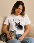 T-shirt personnalisé chat retro - Blanc — vue 1