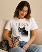 T-shirt personnalisé chat retro - Blanc — vue 1