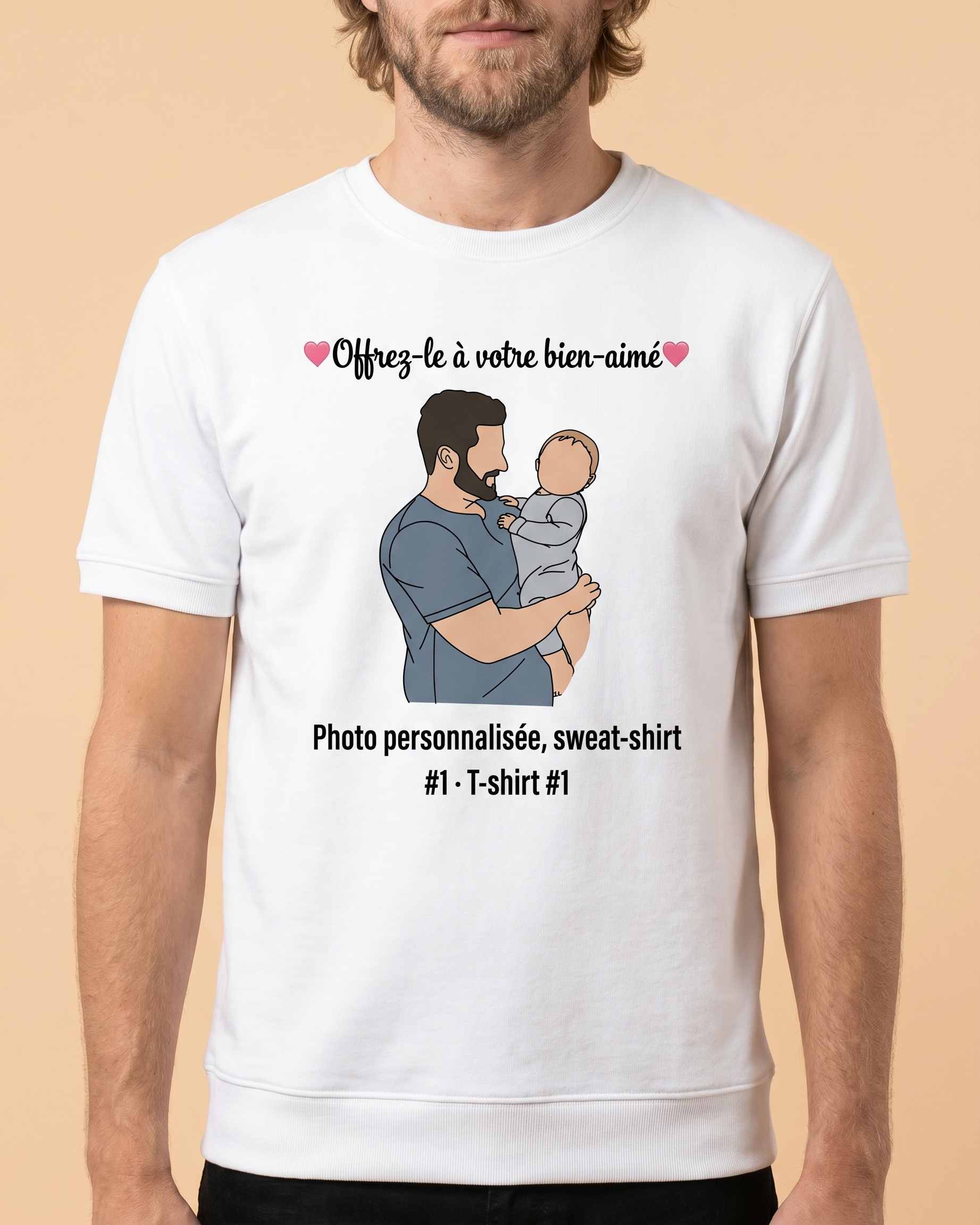 T-shirt couple personnalisé — votre photo à deux