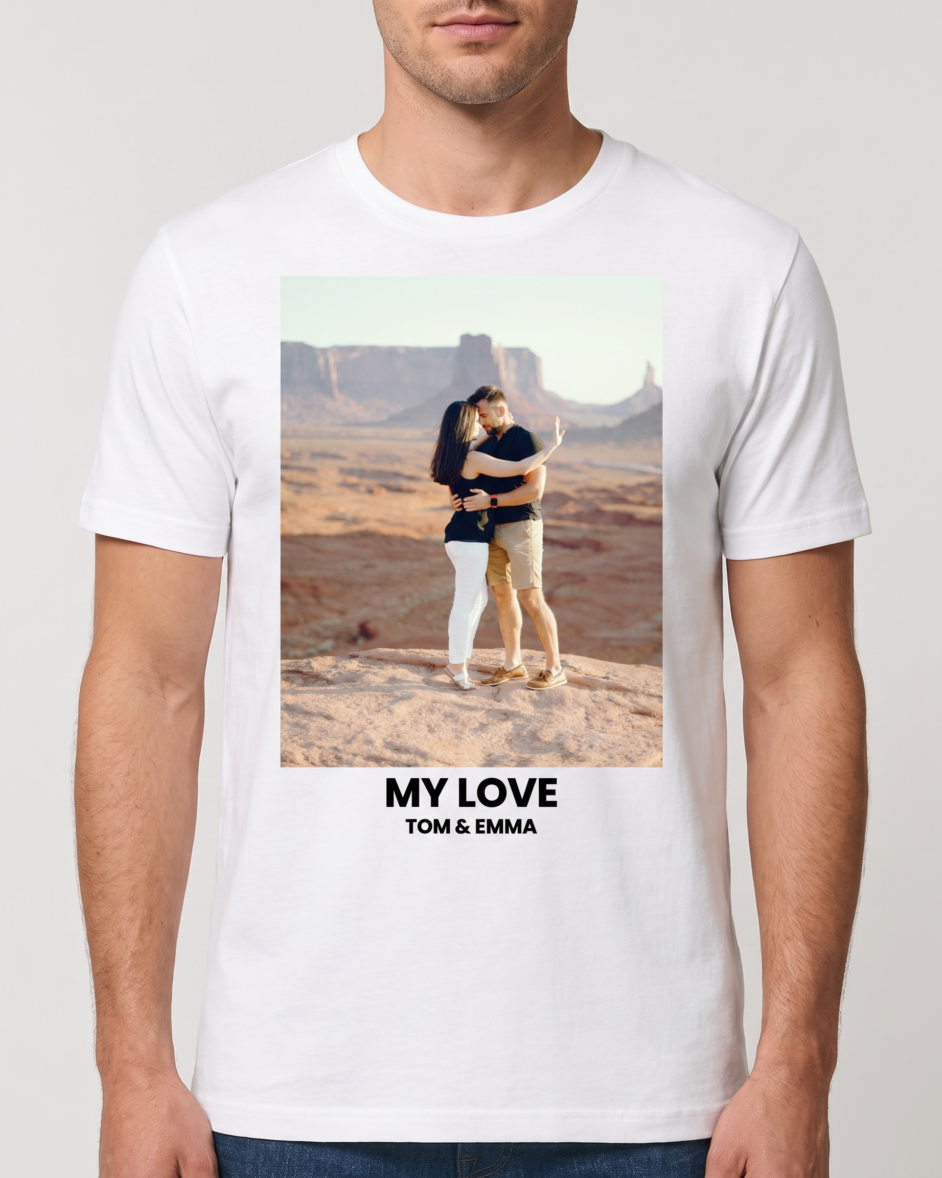 T-shirt personnalisé couple — votre photo & prénoms