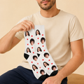 Chaussettes unisexe Couple de visages et picto personnalisés