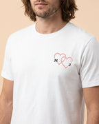 T-shirt couple personnalisé — cœurs & prénoms — vue 1