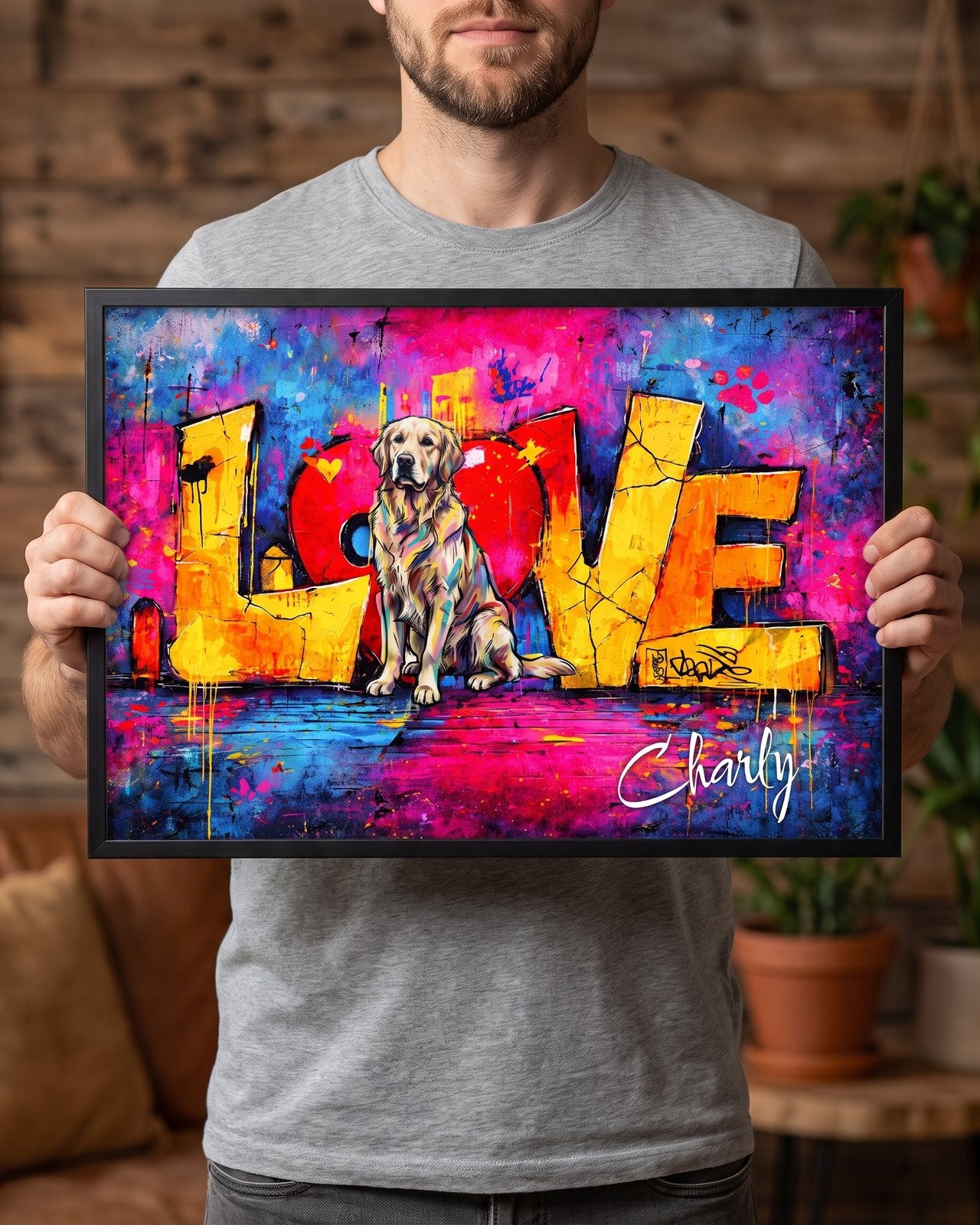 Tableau personnalisé LOVE avec animal de compagnie — cadeau unique — vue 1