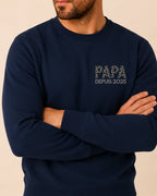 Sweat Papa léopard date personnalisé brodé France — vue 1