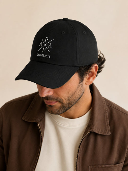 Casquette P A P A personnalisée date prénoms brodé France — vue 1