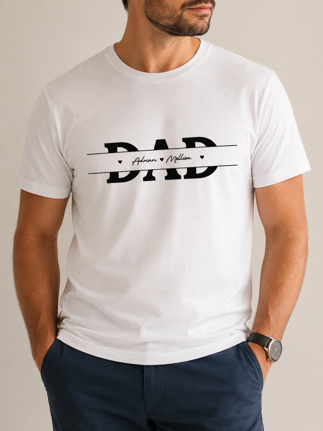 T-shirt DAD personnalisé prénoms enfants brodé manche France