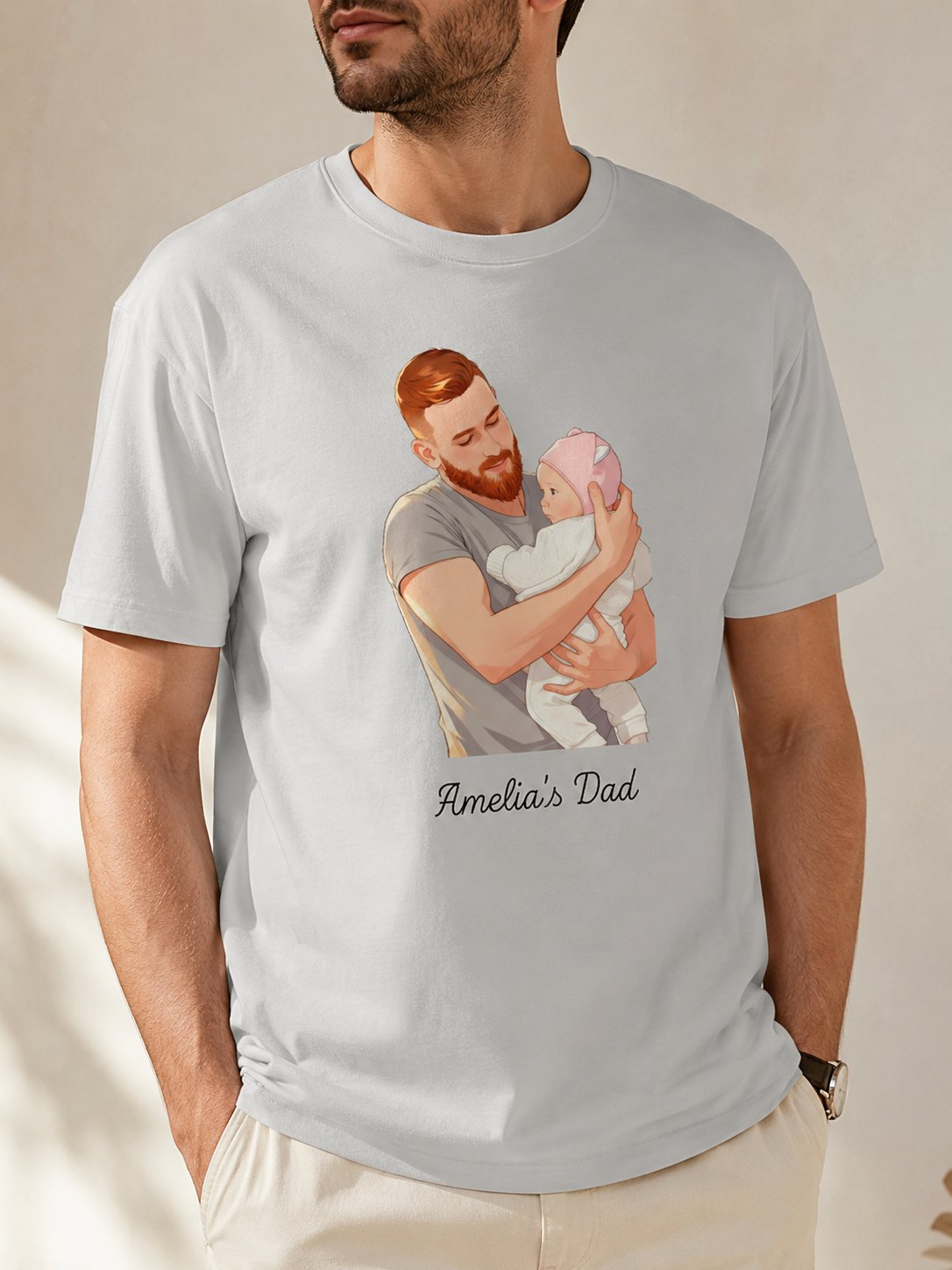 T-shirt Portrait Papa enfants personnalisé illustré