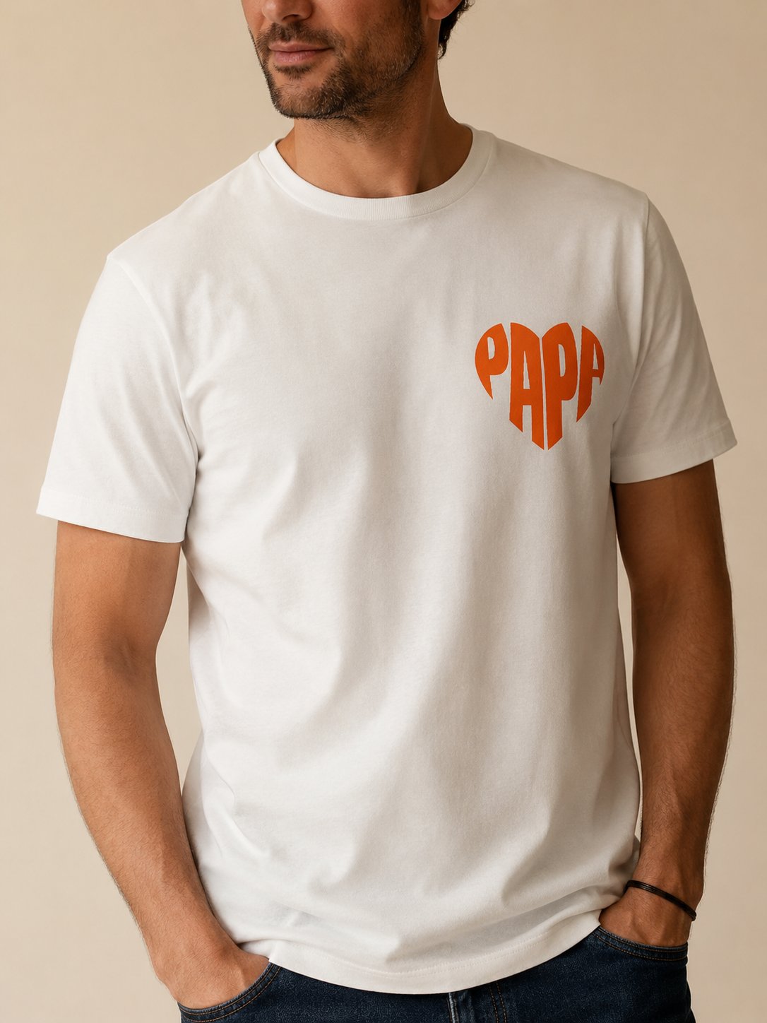 T-shirt Papa Cœur Minimaliste personnalisé prénom brodé