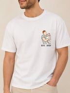 T-shirt Papa Est. Portrait personnalisé date enfants