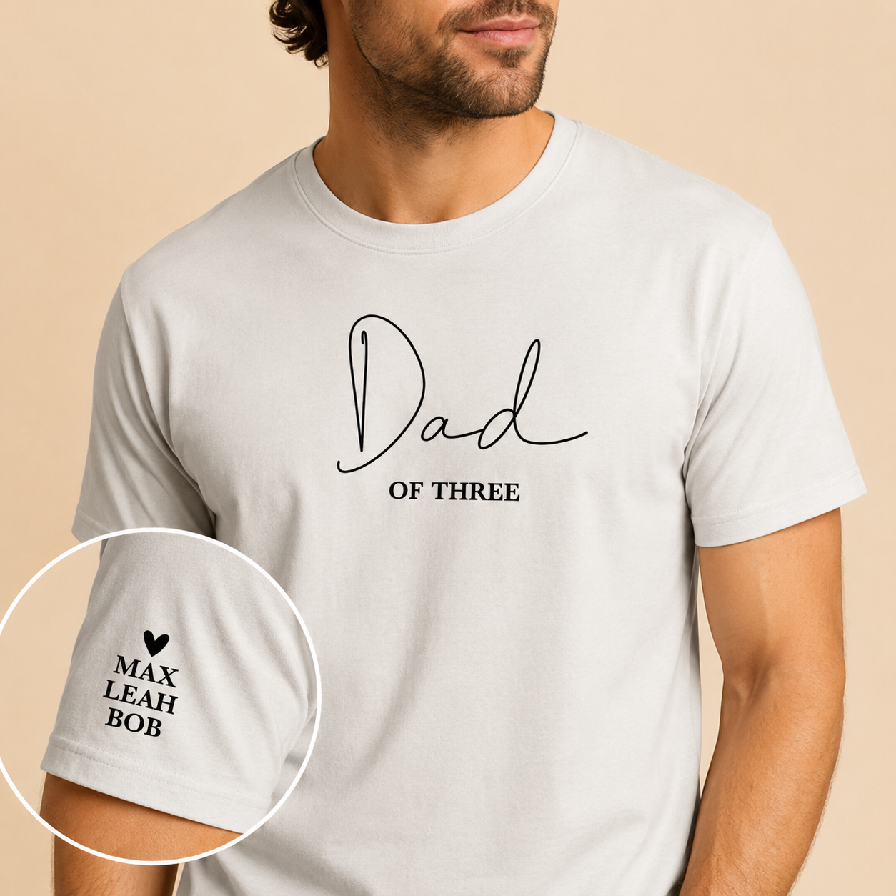 T-shirt homme Dad of et prénoms brodé personnalisé