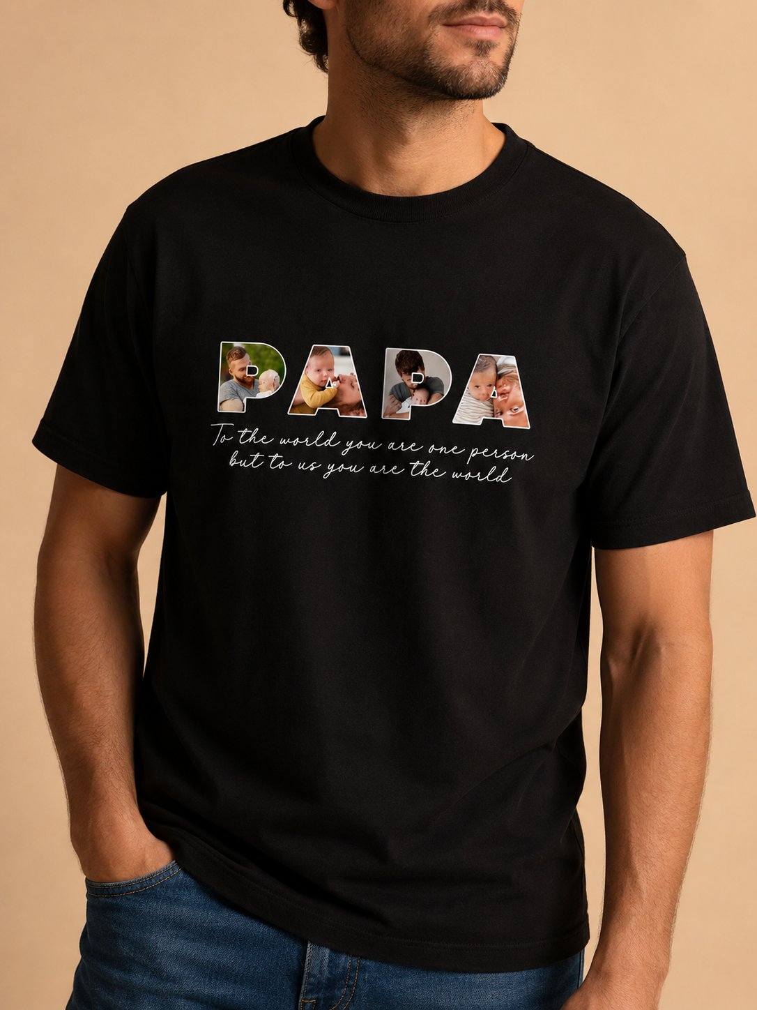 T-shirt PAPA photos dans les lettres personnalisé enfants