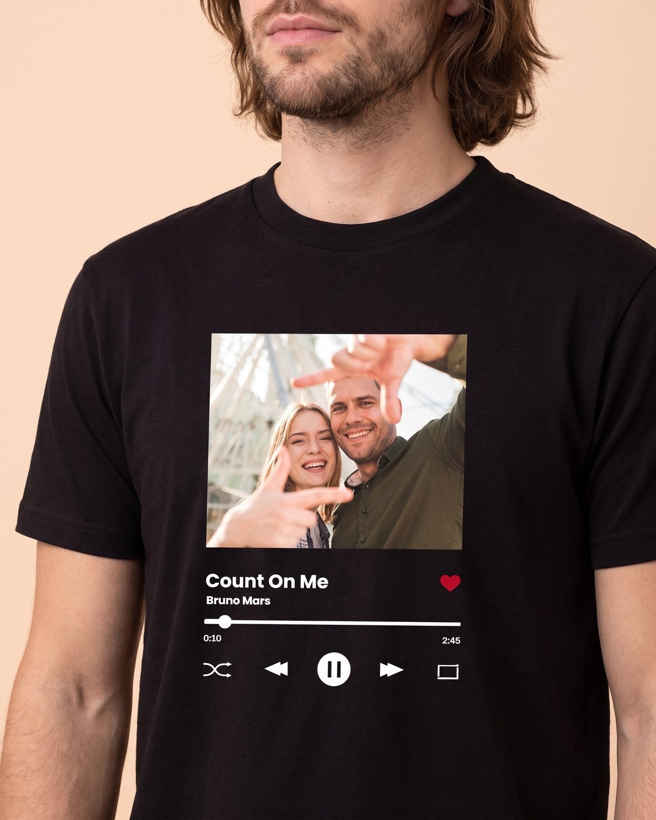 T-shirt personnalisé musique pour couple - Blanc — vue 1