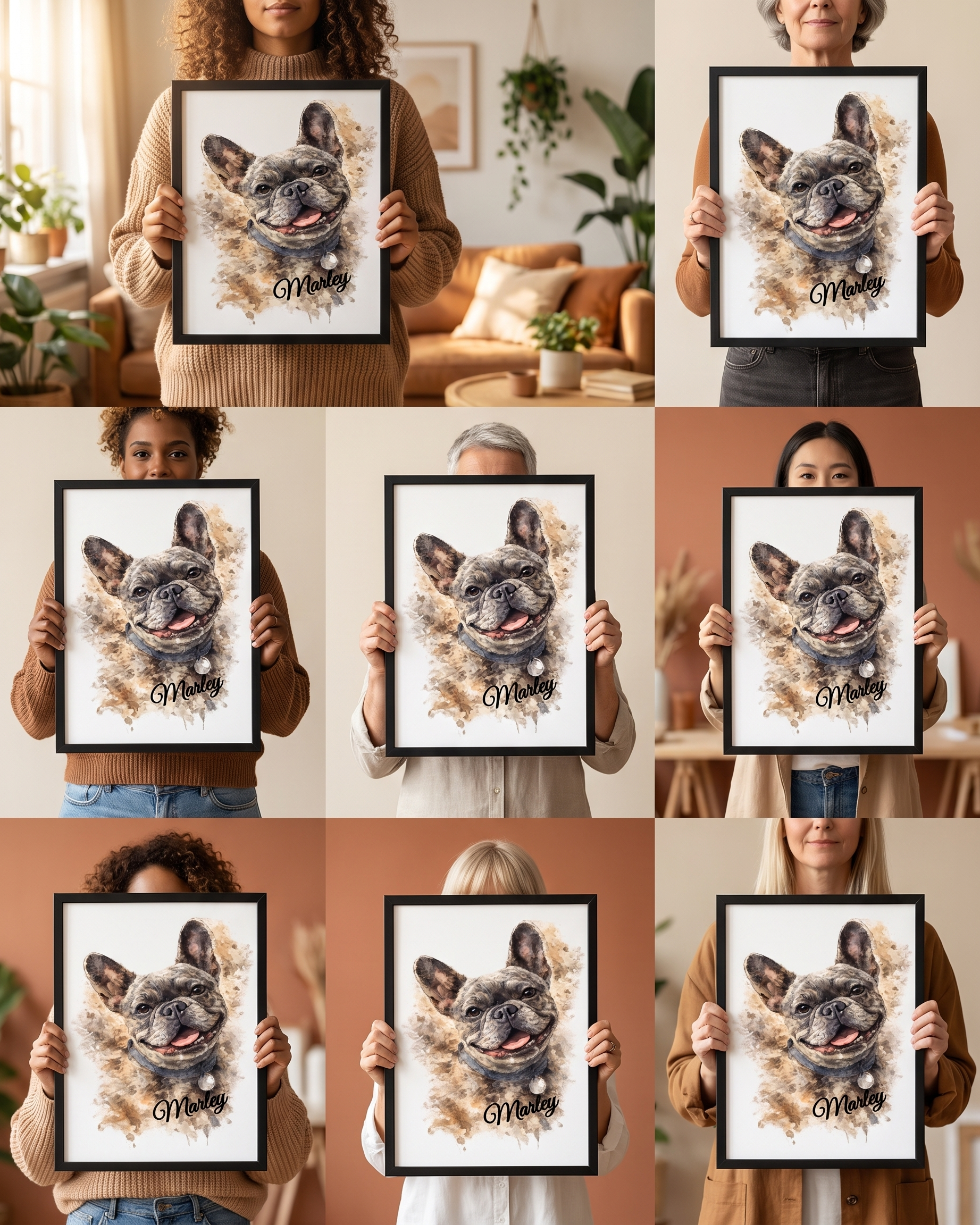 Tableau personnalisé portrait de chien aquarelle — pour un cadeau émouvant