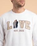Sweat-shirt personnalisé avec portrait brodé photo AMOUR et #1 · T-shirt #1