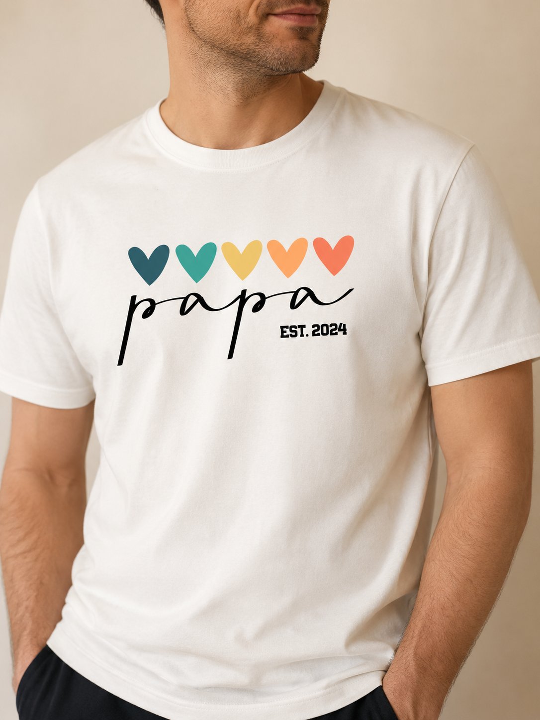 T-shirt Papa Cœurs personnalisé prénoms brodé France