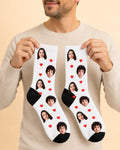 Chaussettes Couple personnalisées visages prénoms unisexe — vue 1