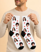 Chaussettes Couple personnalisées visages prénoms unisexe — vue 1