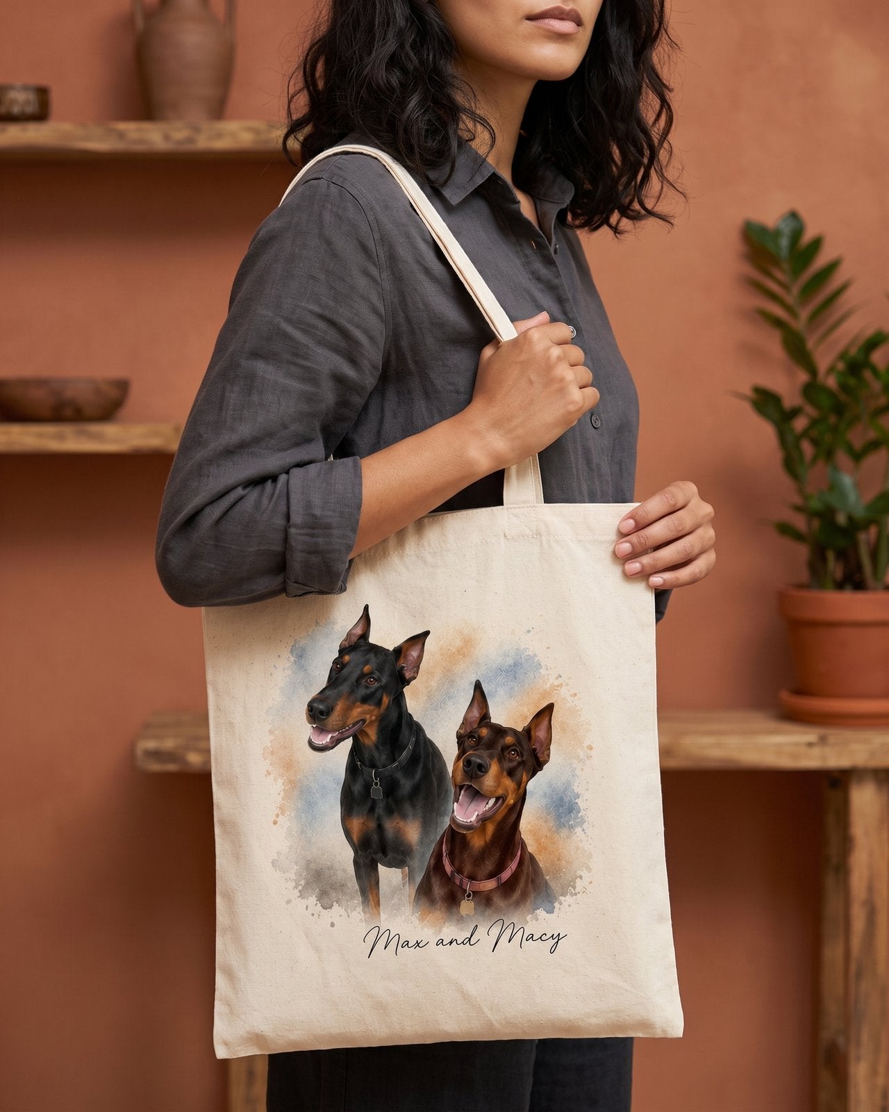 Tote personnalisé watercolor — cadeau - Blanc — vue 1