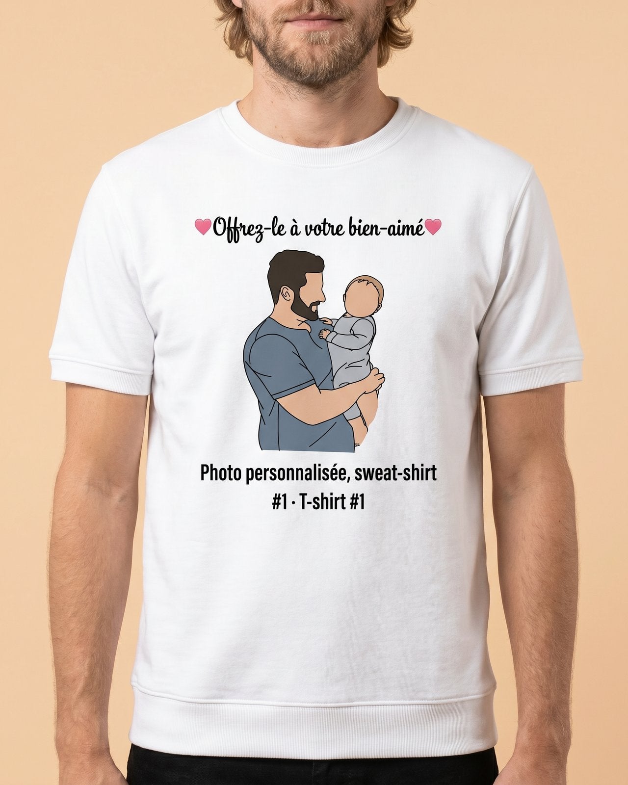 T-shirt couple personnalisé — votre photo à deux — vue 1