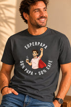 T-shirt 50% Papa 50% Café personnalisé humour France