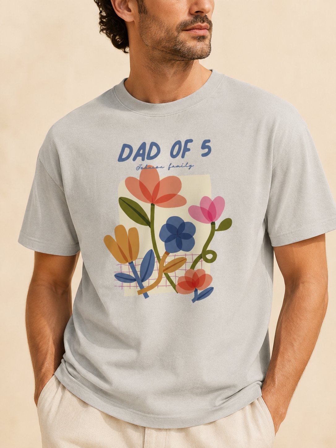 T-shirt Dad's Flowers personnalisé prénoms brodé France