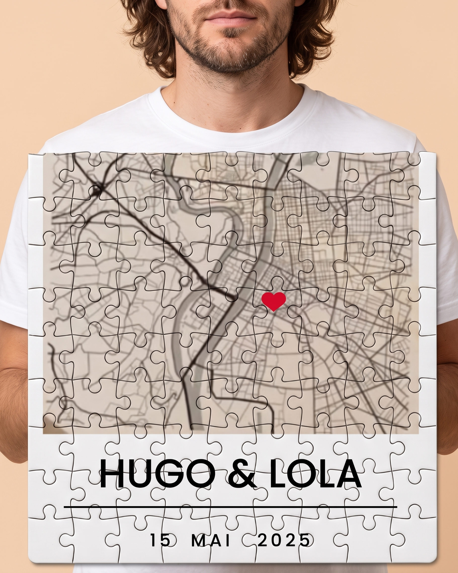 Affiche Carte Lieu de Rencontre Personnalisée Couple. Cadeau Saint-Valentin · Puzzle #-1