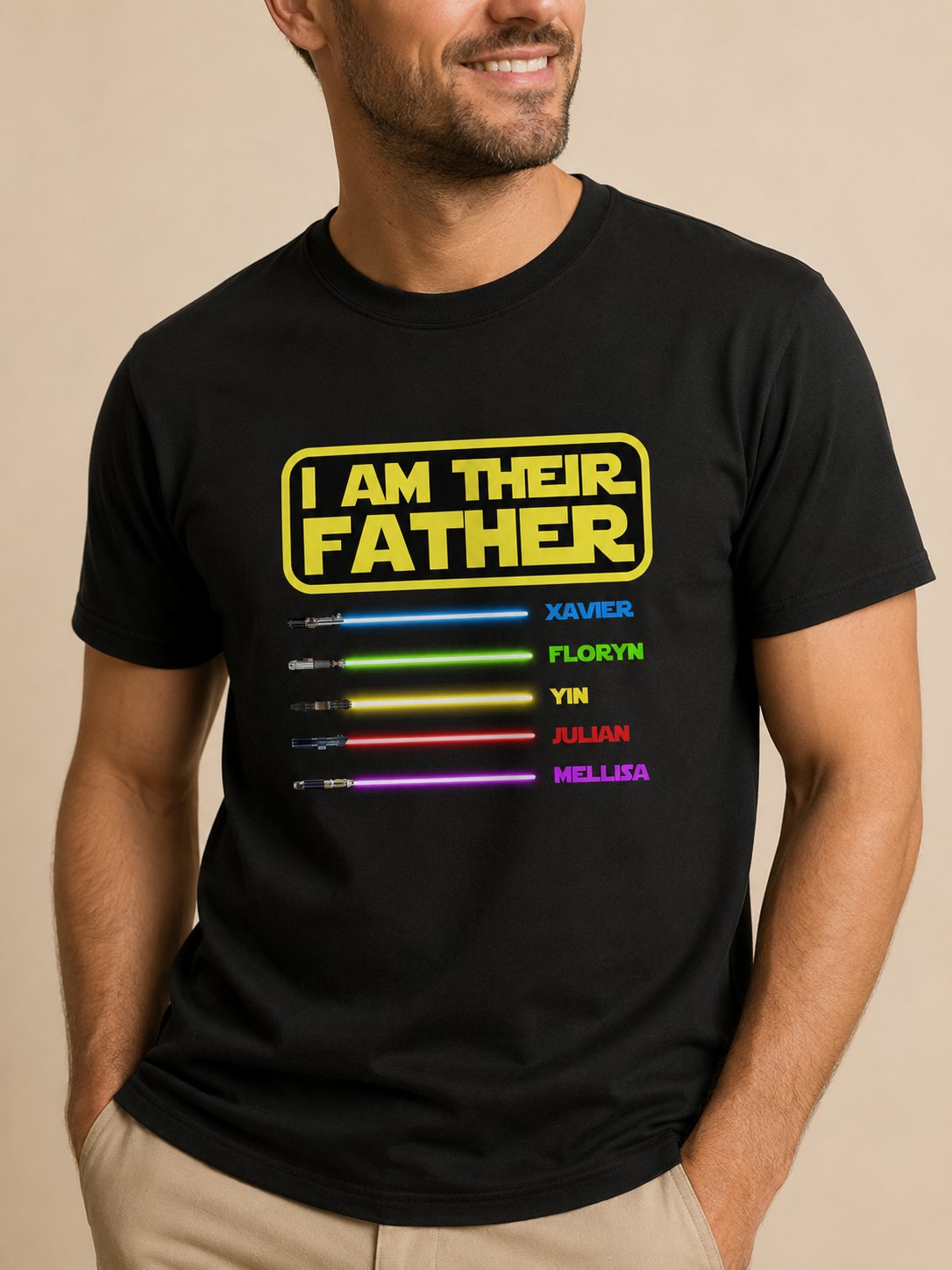 T-shirt I Am Their Father personnalisé prénoms brodés Star Wars — vue 1