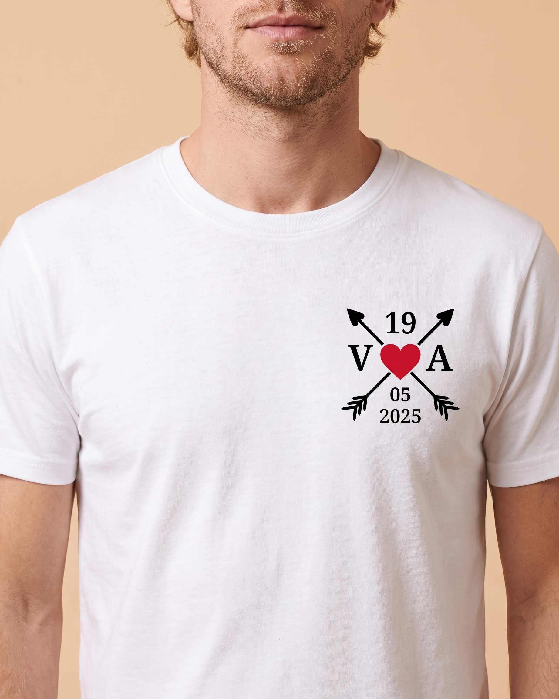 T-shirt couple personnalisé — cœur & votre date