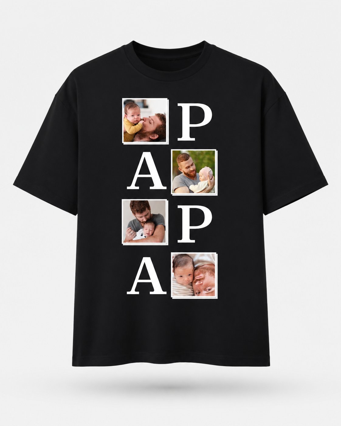 T-shirt Papa Collage Photos personnalisé enfants imprimé — vue 1 (version précédente)
