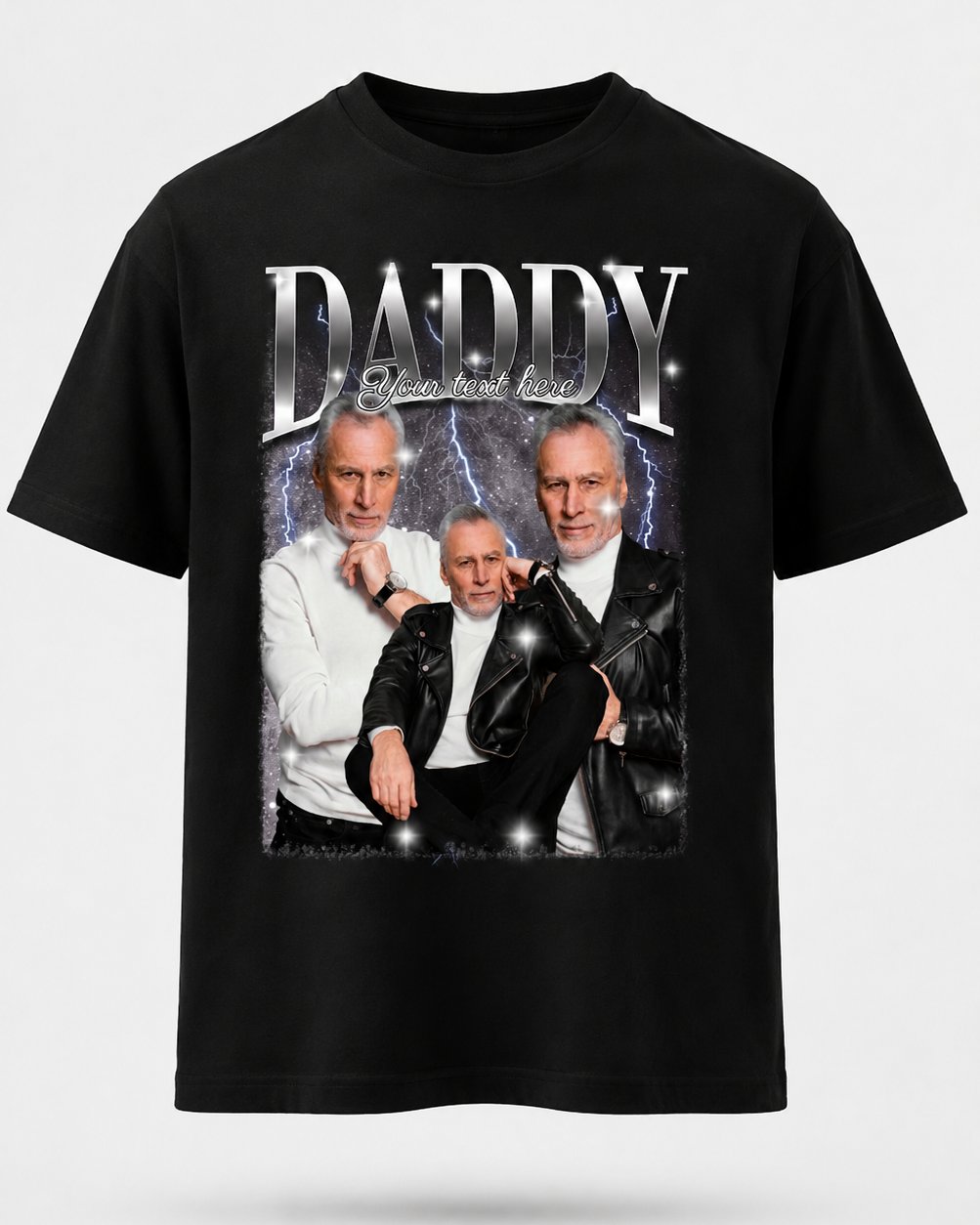 T-shirt Daddy Star Portrait personnalisé photo enfant France — vue 1 (version précédente)