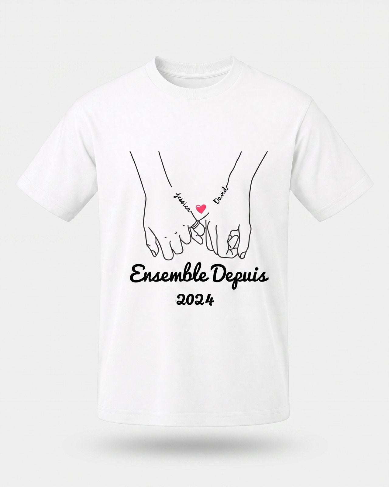 T-shirt personnalisé couple — cadeau - Blanc — vue 2