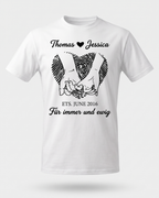 T-shirt couple personnalisé — votre photo & prénoms