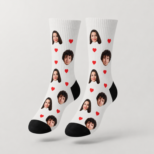 Chaussettes unisexe Couple de visages et picto personnalisés