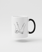 Mug couple personnalisé — mains liées & prénoms
