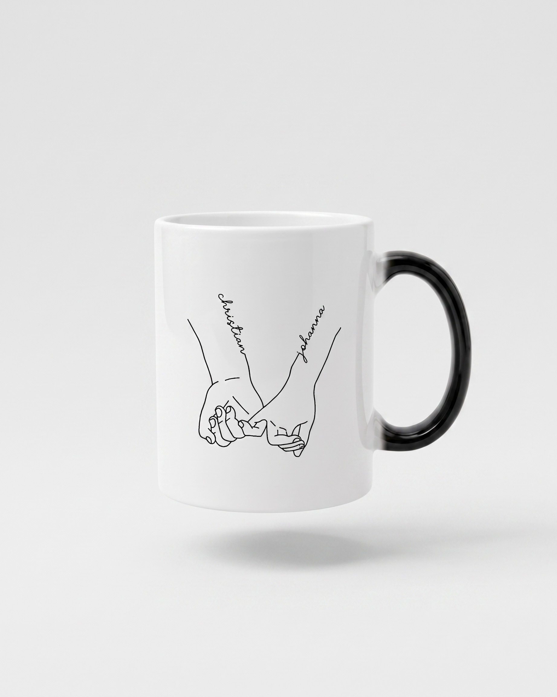 Mug couple personnalisé — mains liées & prénoms