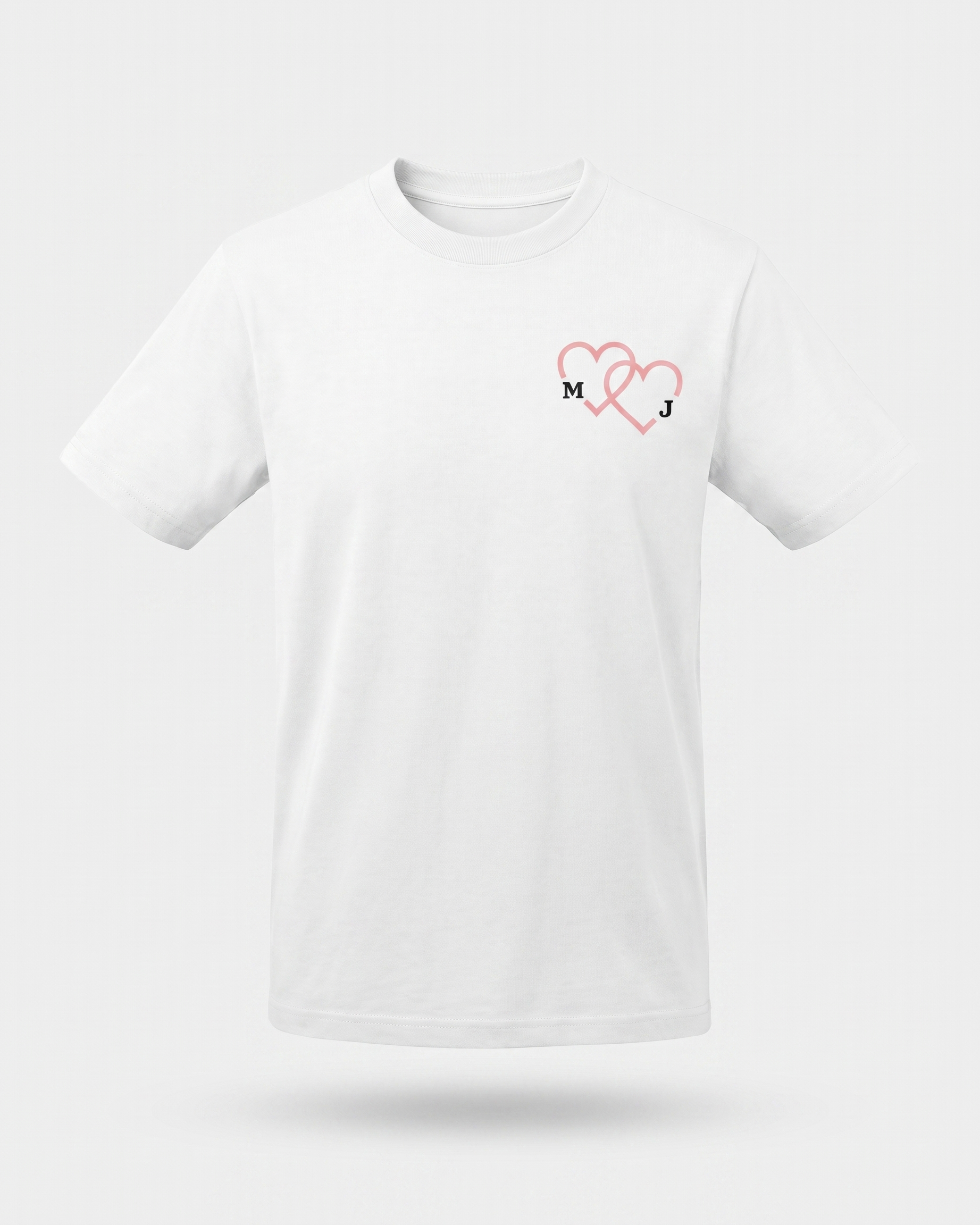 T-shirt couple personnalisé — cœurs & prénoms