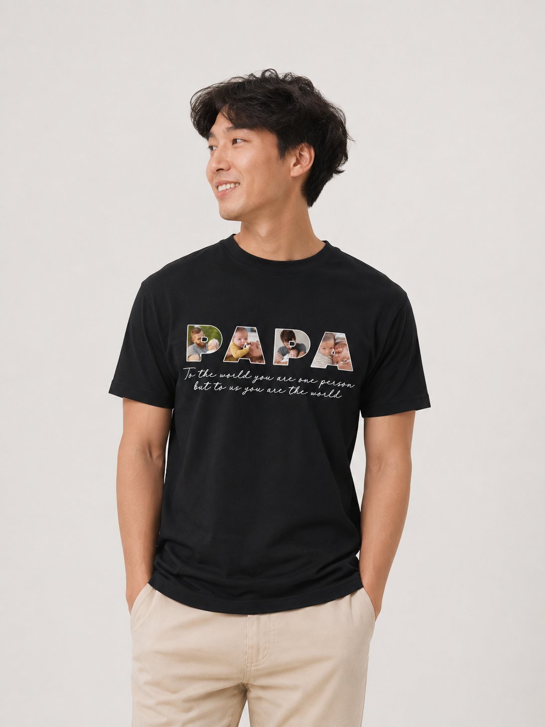 T-shirt PAPA photos dans les lettres personnalisé enfants