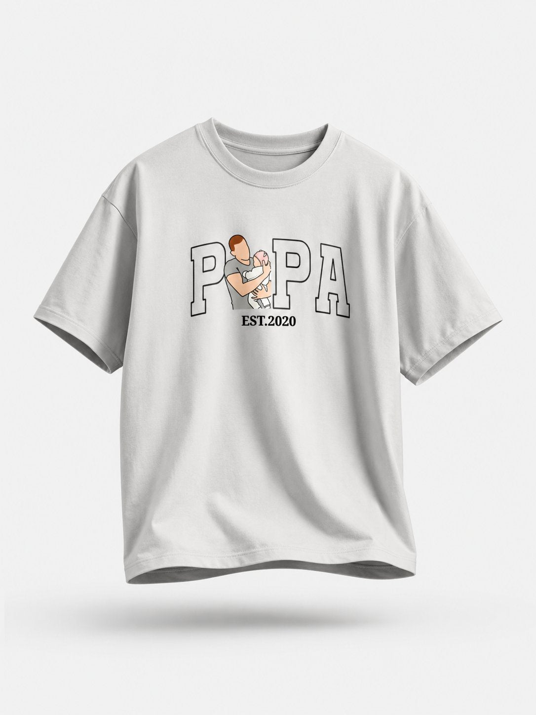 T-shirt Papa Est. personnalisé date brodé France