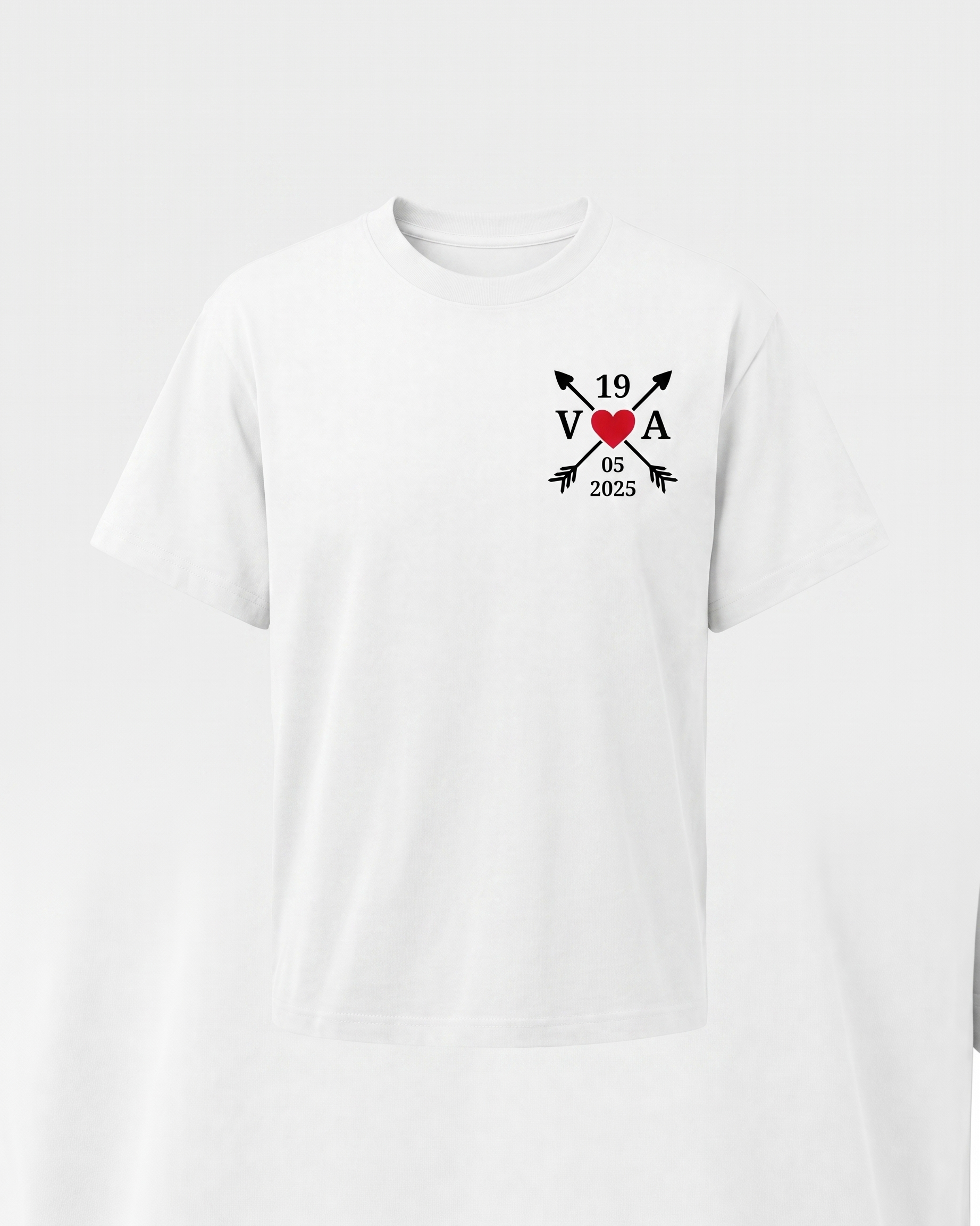 T-shirt couple personnalisé — cœur & votre date