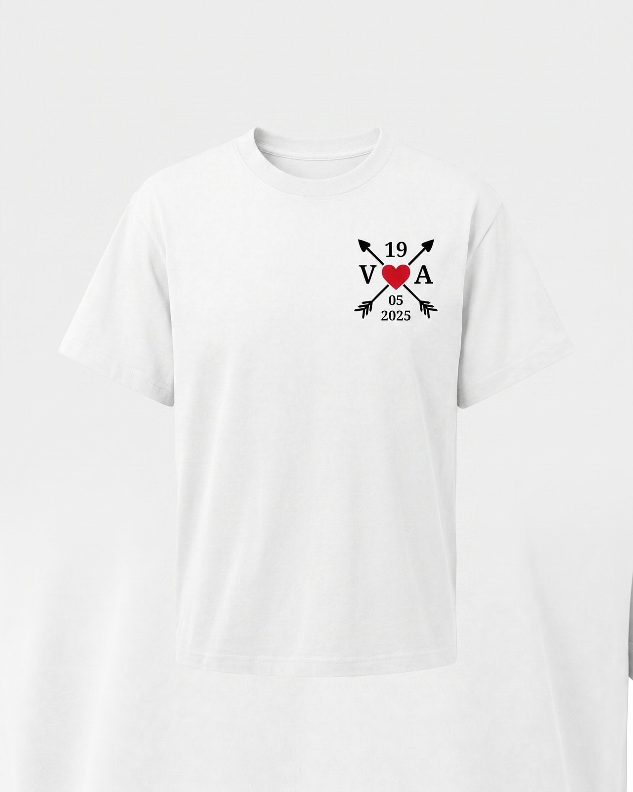 T-shirt couple personnalisé — cœur & votre date — vue 2