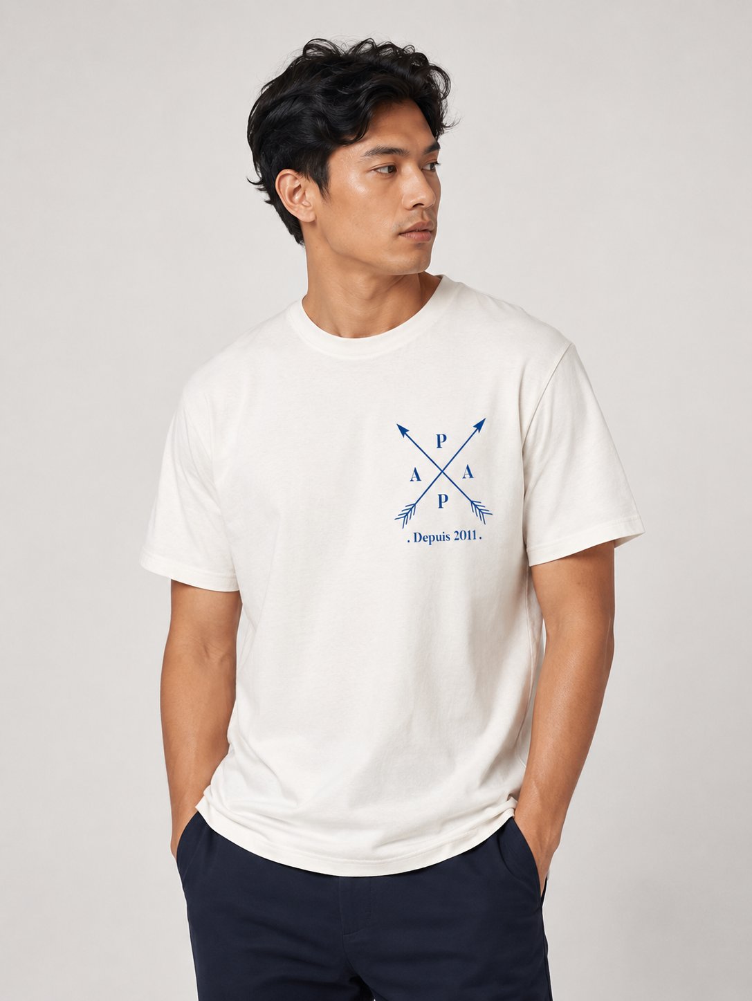 T-shirt Papa Vintage personnalisé date brodé style rétro France — vue 2