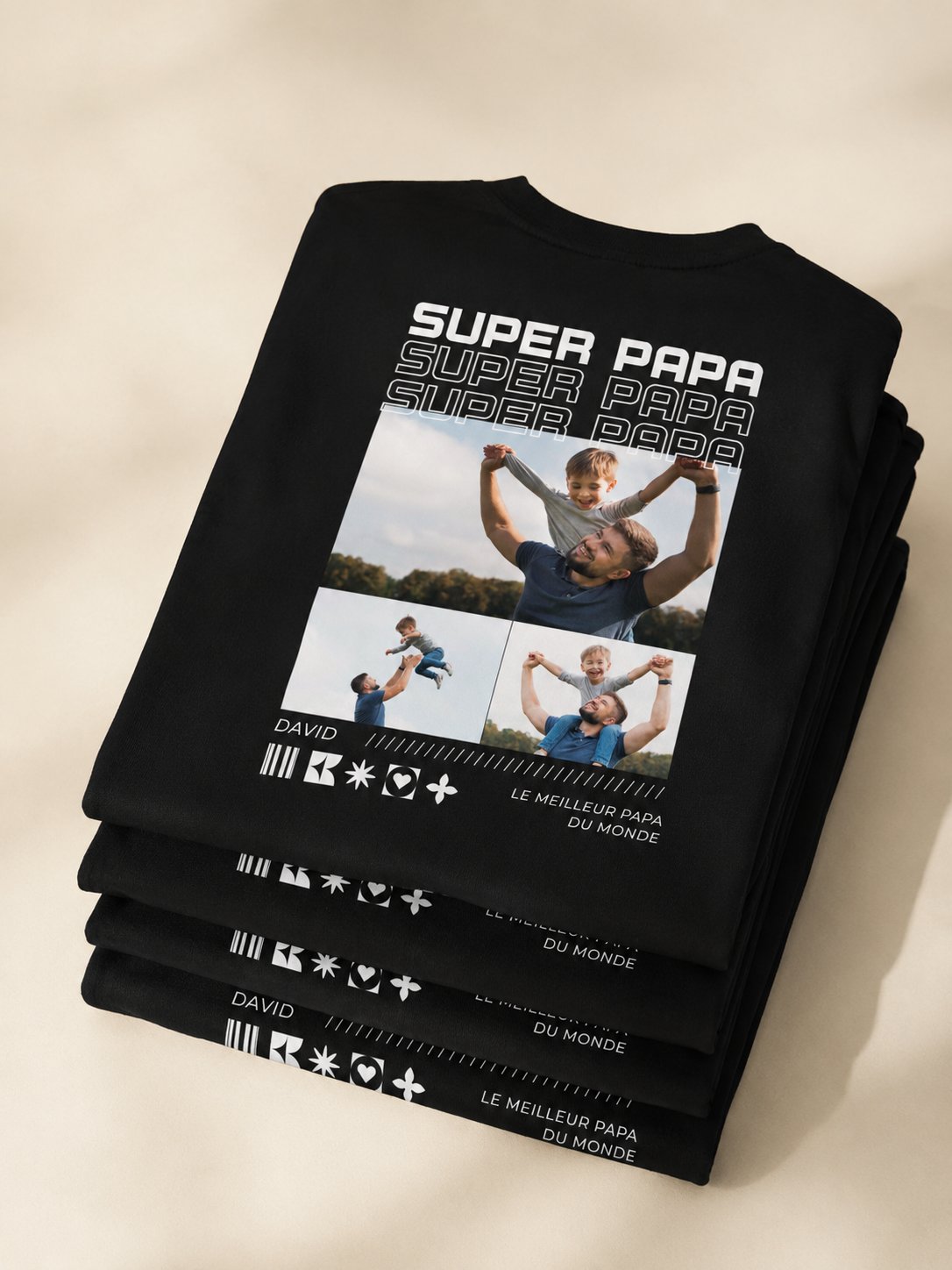 T-shirt Papa Personnalisé Prénom & Photos — vue 1 (version précédente)