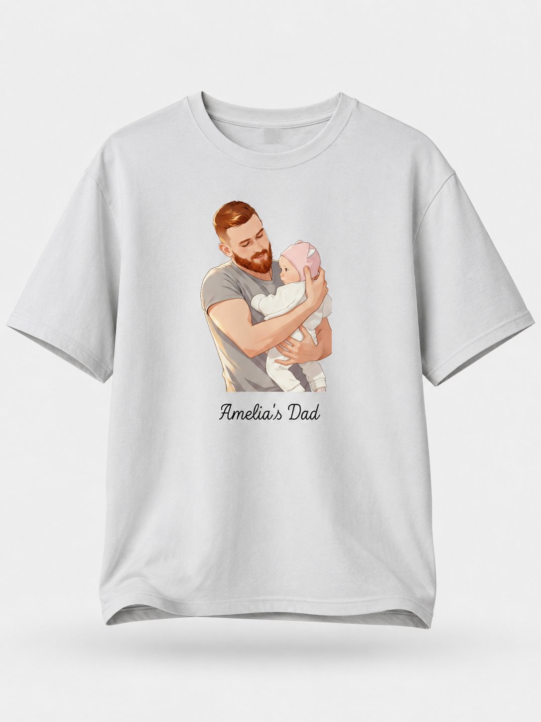 T-shirt Portrait Papa enfants personnalisé illustré