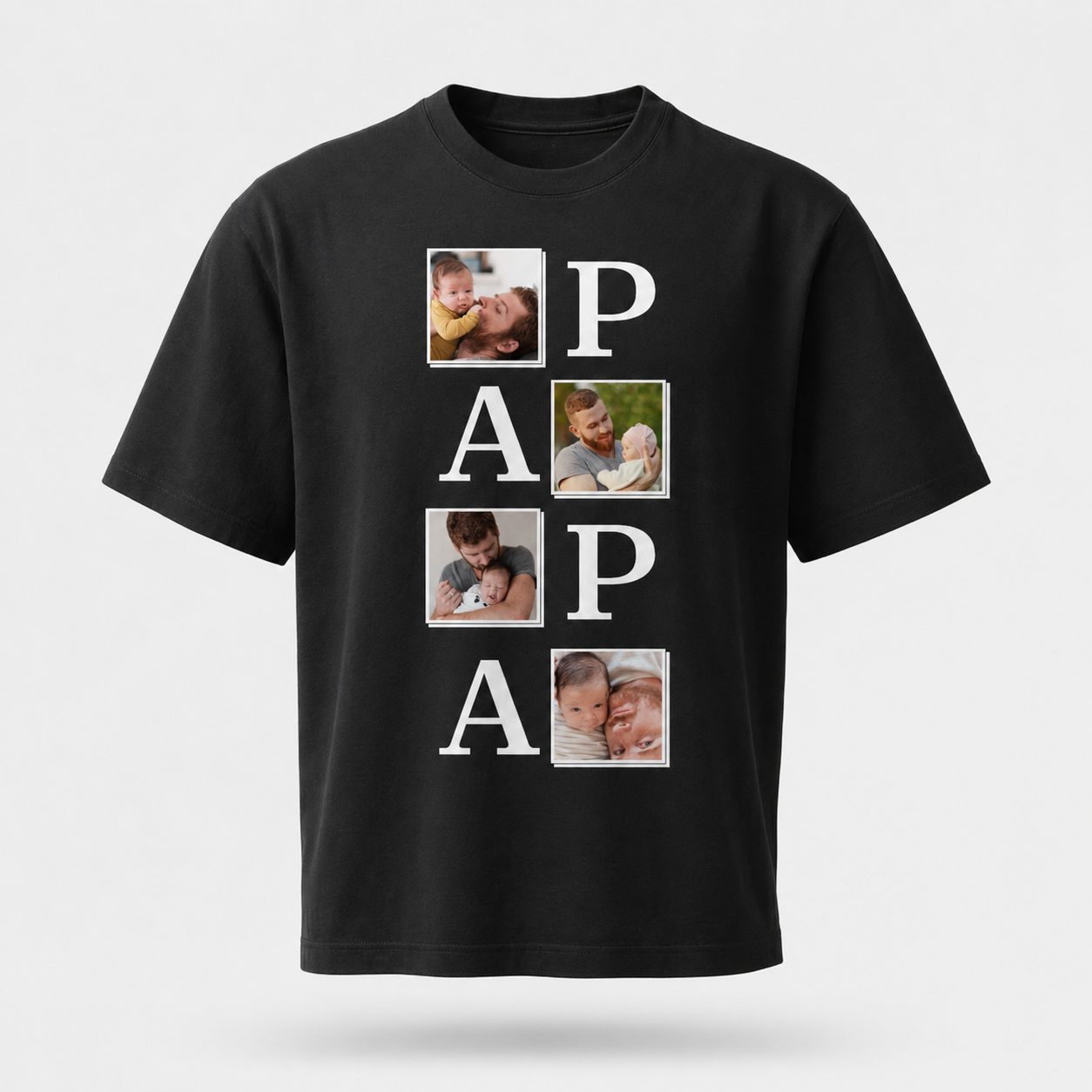 T-shirt PAPA Collage Photo Personnalisé