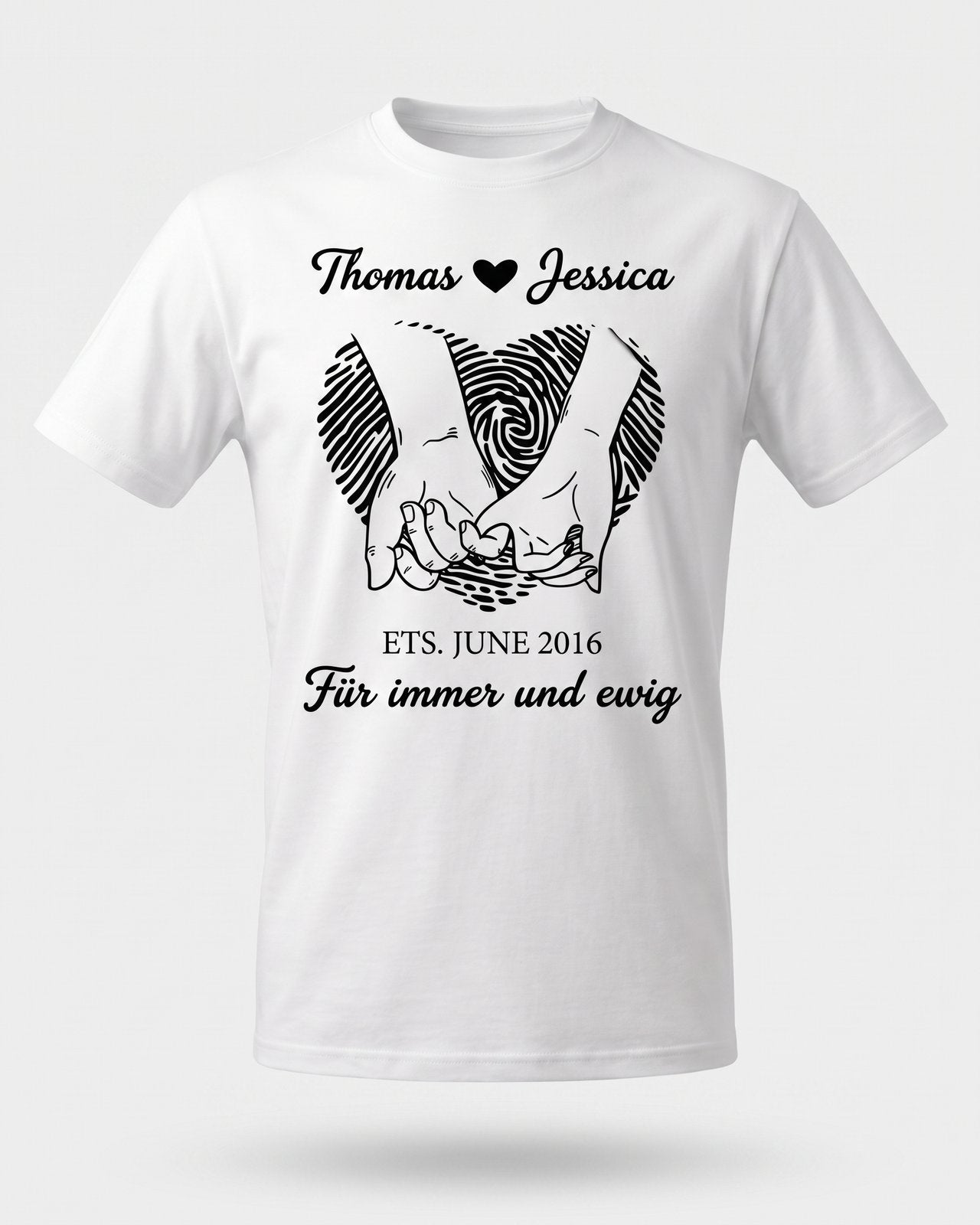 T-shirt couple personnalisé — votre photo & prénoms — vue 2