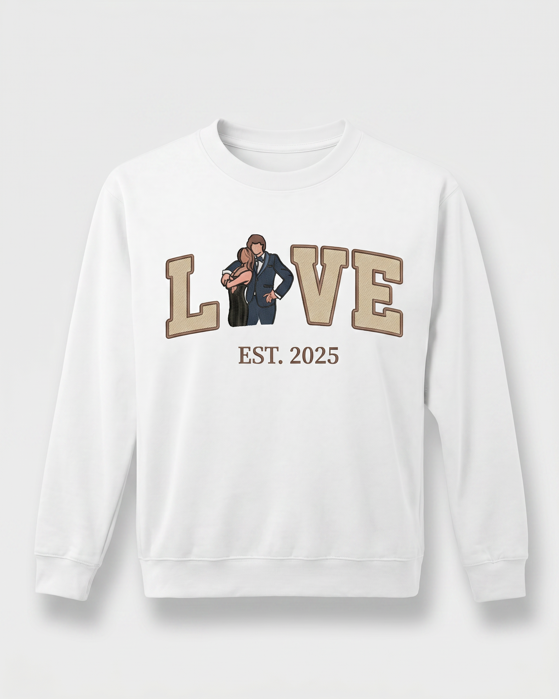 Sweat-shirt personnalisé avec portrait brodé photo AMOUR et #1 · T-shirt #1