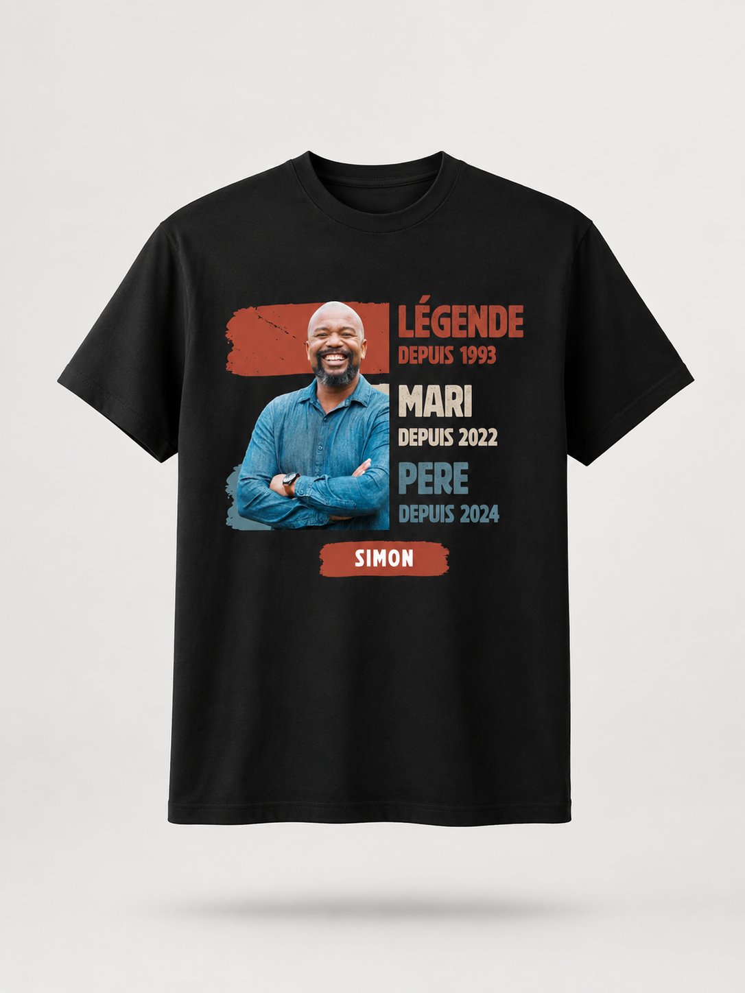 T-shirt Legend Photo Papa personnalisé portrait enfant France — vue 2
