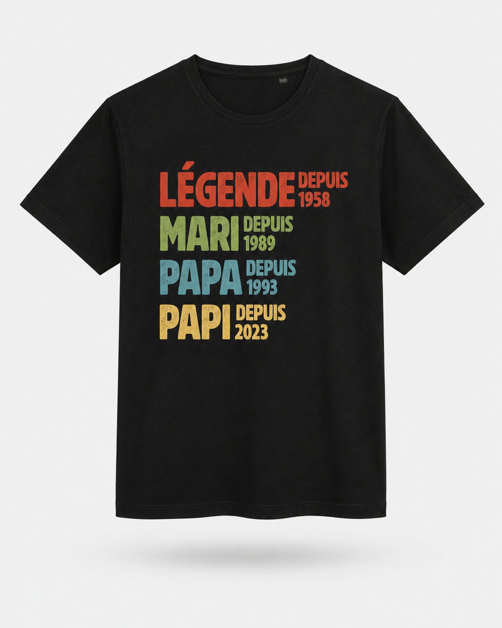T-shirt Légende Papa personnalisé prénom enfants atelier France — vue 1 (version précédente)
