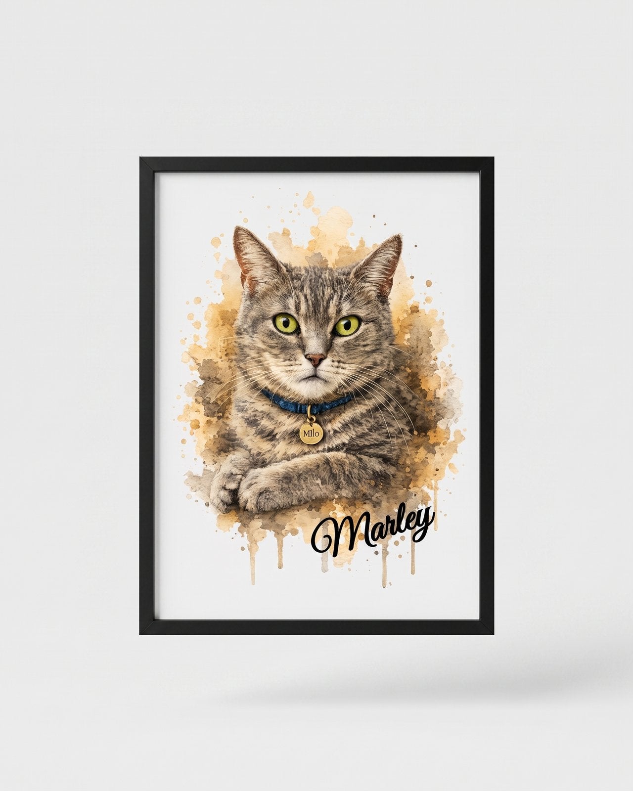 Tableau personnalisé portrait de chat aquarelle — pour les amoureux de chats — vue 1 (version précédente)